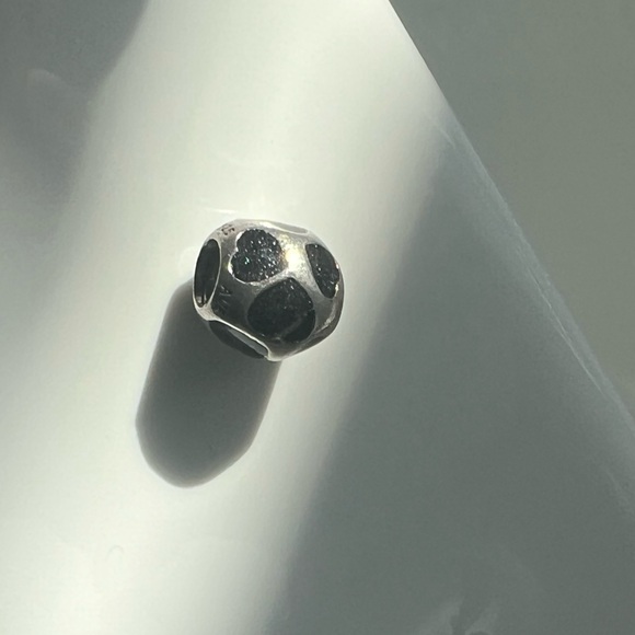 Pandora Sterling Silver Black Enamel Hearts Charm - Picture 5 of 8